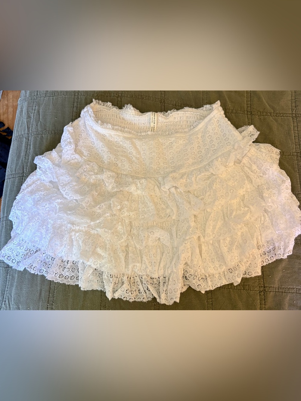 American Eagle Outfitters White Lace Ruffle Mini Skirt